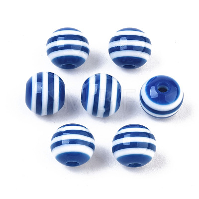 Round Striped Resin Beads RESI-R158-8mm-12-1