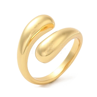 Brass Teardrop Open Cuff Ring for Women RJEW-M148-03G-1
