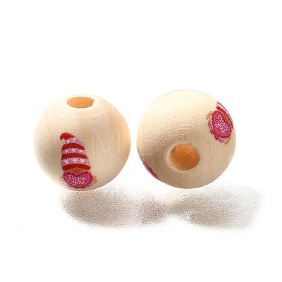 Valentine's Day Element Printed Wood Beads WOOD-R002-01-02-1