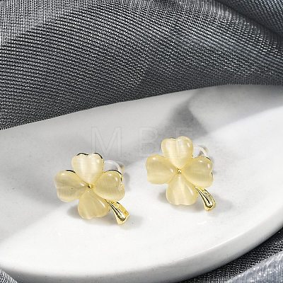 Alloy Cat Eye Stud Earrings EJEW-M092-02G-01-1