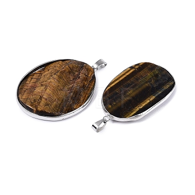 Natural Tiger Eye Pendants G-N362-04P-02-1