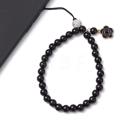 ABS Plastic Imitation Pearl with Rhinestone Beadeed Mobile Straps HJEW-JM02349-1