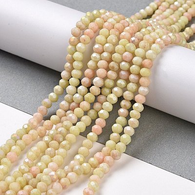 Faceted Electroplated Glass Beads Strands GLAA-C023-02-C18-1