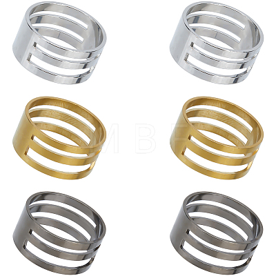 6Pcs 3 Styles Brass Rings FIND-SC0010-81-1