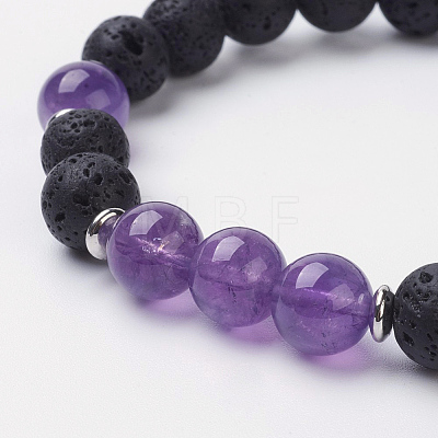Natural Amethyst Stretch Bracelets X-BJEW-JB02754-04-1