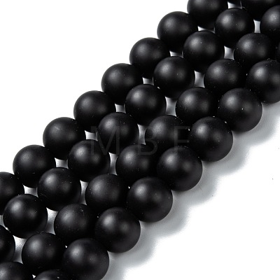 Natural Black Onyx Beads Strands G-Z024-01A-1
