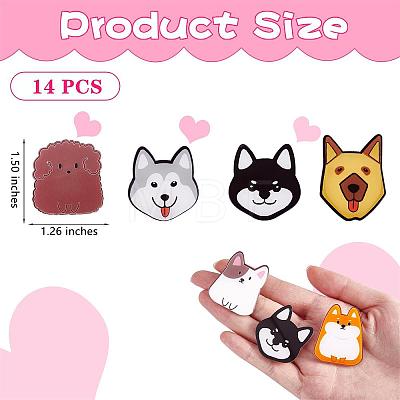 16 Pieces Acrylic Dog Brooch Pins Set JBR112A-1