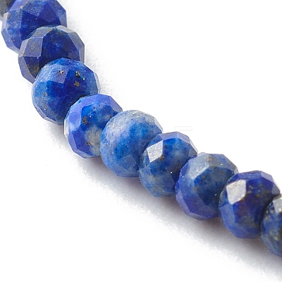 Faceted Rondelle Natural Lapis Lazuli Bead Stretch Bracelets BJEW-JB06383-08-1