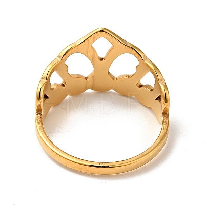 Ion Plating(IP) 201 Stainless Steel Crown Thick Finger Ring for Women RJEW-G266-38G-1