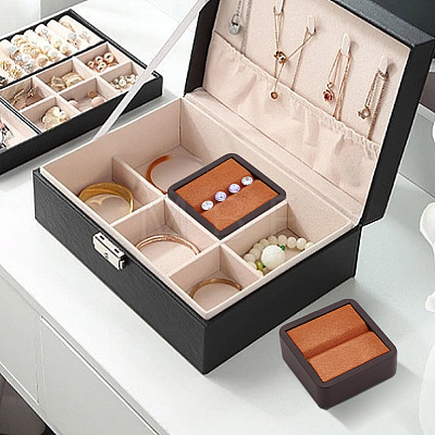 Square Imitation Leather with Fibre Cloth Loose Diamond Jewelry Display Case ODIS-WH0038-23A-1