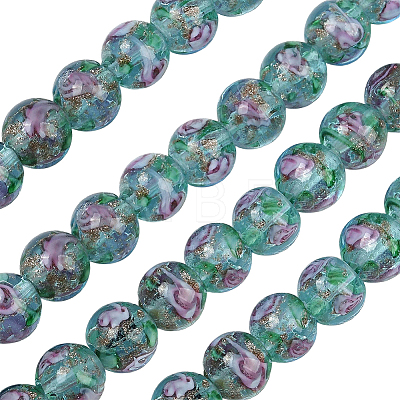 1 Strand Handmade Glod Sand Lampwork Beads Strands LAMP-PA0001-77A-1