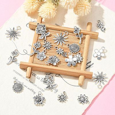 100Pcs 10 Styles Tibetan Style Alloy Pendants TIBEP-CJ0002-76-1