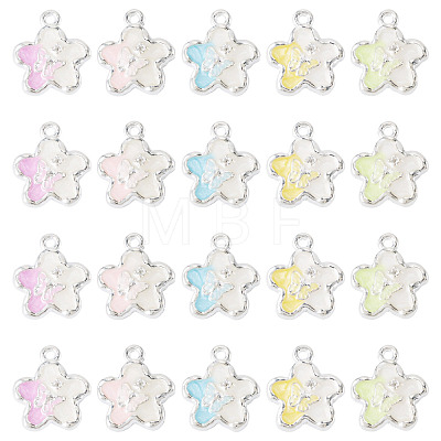 30Pcs 5 Colors Alloy Rhinestone Pendants RB-TA0001-37-1