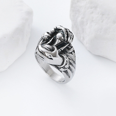 Vintage Punk 304 Stainless Steel Finger Rings YJ4863-2-1