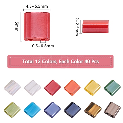 480Pcs 12 Colors 2-Hole Glass Seed Beads SEED-SZ0001-015-1