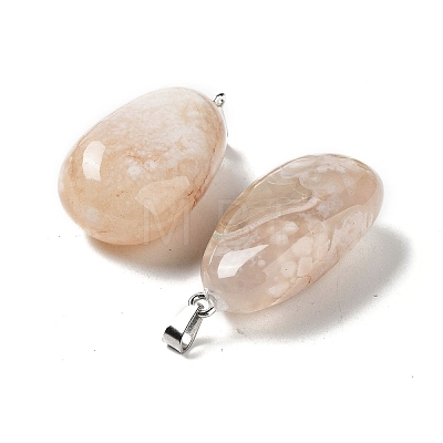 Natural Cherry Blossom Agate Pendants G-P525-01P-01-1