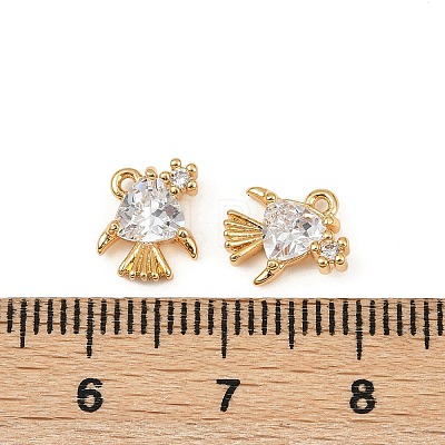 Ocean Theme Brass Micro Pave Cubic Zirconia Charms KK-F902-08C-G-1