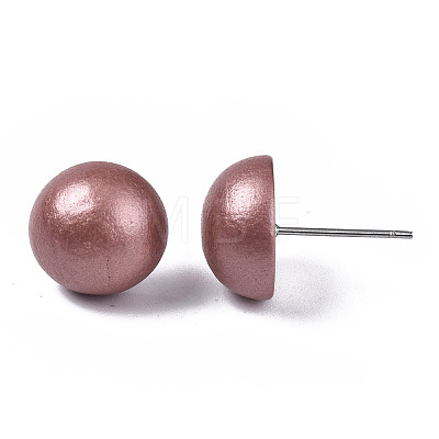 Pearlized Half Round Schima Wood Earrings for Girl Women EJEW-N048-001-09-1