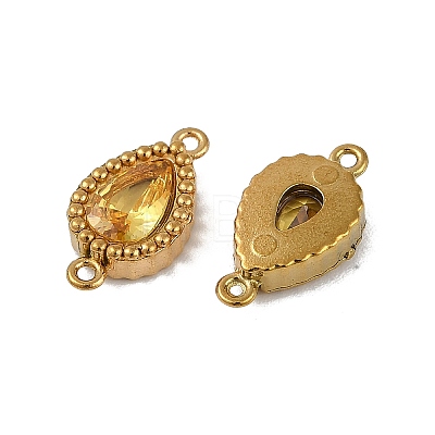 Ion Plating(IP) 304 Stainless Steel Cubic Zirconia Teardrop Links Connector Charms LS-STAS-K256-23G-09-1
