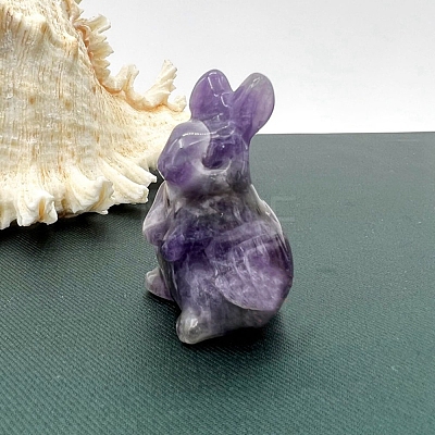 Natural Amethyst Carved Healing Rabbit Figurines PW-WG98684-01-1