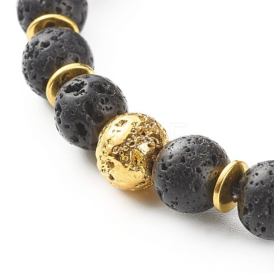 Electroplated Natural Lava Rock & Synthetic Howlite Beads Stretch Bracelets Set for Girl Women X1-BJEW-JB06924-1