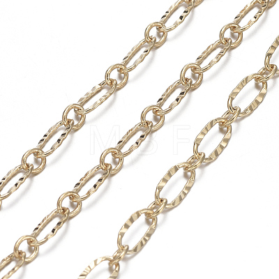 3.28 Feet Brass Textured Oval Link Chains X-CHC-S004-07G-1