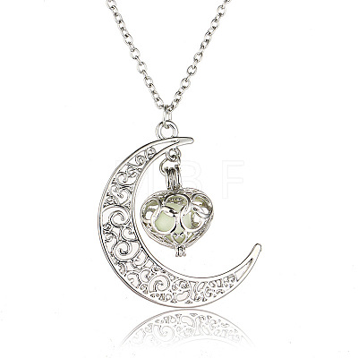 Alloy Moon Cage Pendant Necklace with Luminaries Stone LUMI-PW0001-057P-A-1
