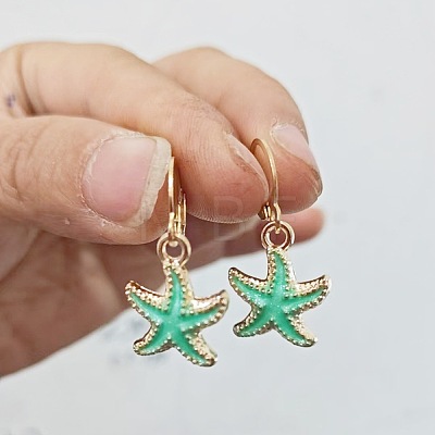 Ocean Theme Alloy Enamel Star Leverback Earrings FS-WG4EEAF-01-1