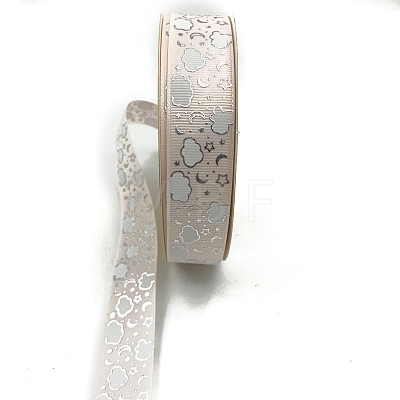 Silver Hot Stamping Cloud Moon Star Pattern Polyester Grosgrain Ribbons PW-WG81770-12-1