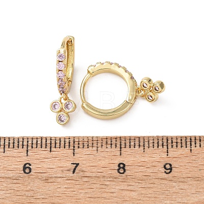 Three-Clover Brass Micro Pave Cubic Zirconia Hoop Earrings EJEW-Z159-01G-02-1