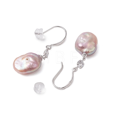 Natural Pearl Dangle Earrings EJEW-P286-34P-1