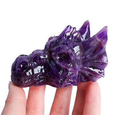 Natural Amethyst Carved Dragon Head Figurines PW-WGCF919-06-1