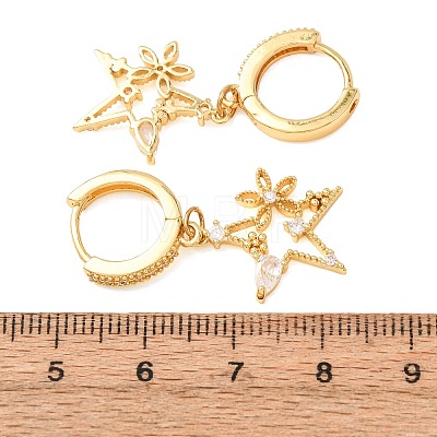 Brass Micro Pave Cubic Zirconia Dangle Hoop Earrings for Women KK-CBADCD7-02G-1