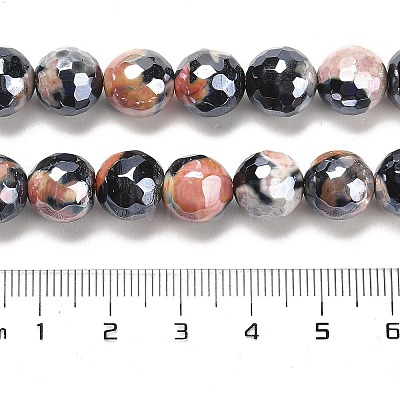 Electroplated Natural Fire Crackle Agate Round Beads Strands G-G0006-A02-01-1