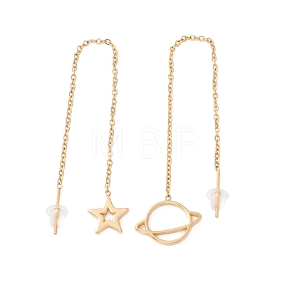 Star & Planet Asymmetrical Earrings Dangle Stud Earrings EJEW-A067-07G-1
