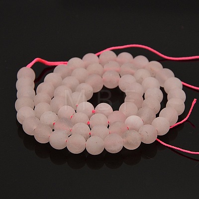 Frosted Natural Rose Quartz Round Beads Strands G-N0120-43-6mm-1