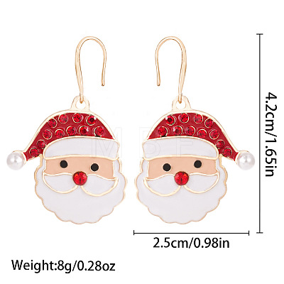 Christmas Alloy Enamel & Rhinestone & Plastic Pearl Stud Dangle Earrings FS-WG10992-18-1