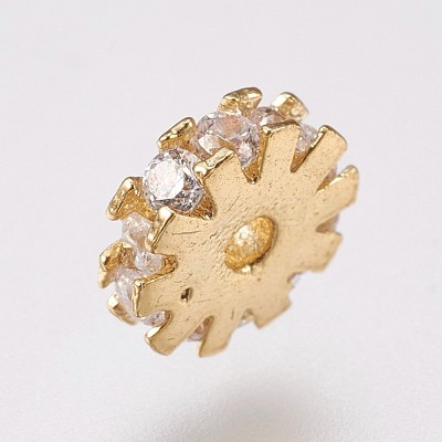 Brass Micro Pave Cubic Zirconia Beads KK-I614-058-1