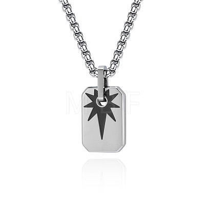 Duo Tone 304 Stainless Steel Dog Tag Star Pendant Necklaces for Men WG8306F-02-1
