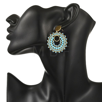 304 Stainless Steel with Glass Seed Beads Stud Earrings EJEW-MZ00761-1