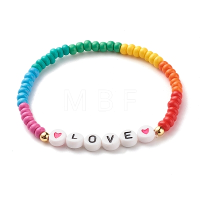 Word LOVE Stretch Bracelets BJEW-JB07524-03-1