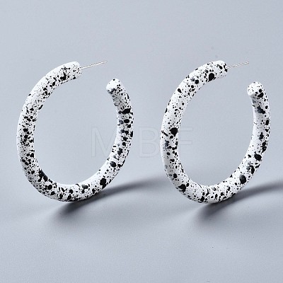 Spray Painted CCB Plastic Stud Earrings EJEW-Q020-002A-1