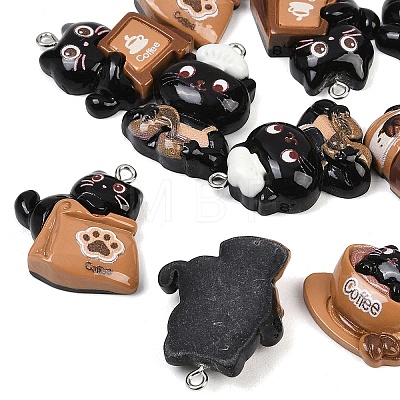Coffee Theme Opaque Resin Pendants RESI-P052-04P-M-1