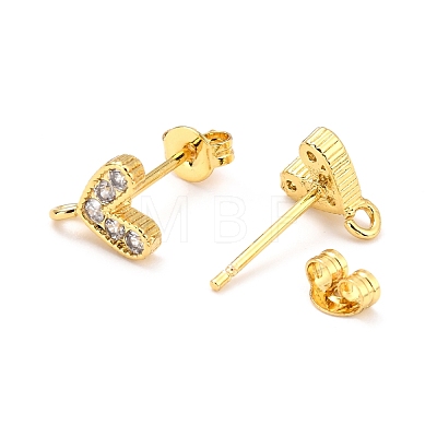 Brass Micro Pave Cubic Zirconia Stud Earrings Finding ZIRC-D120-04G-04-1
