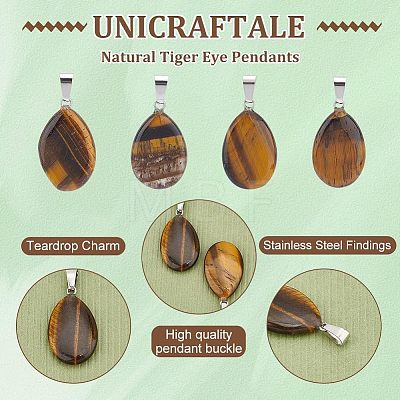 Unicraftale 16Pcs Natural Tiger Eye Pendants G-UN0001-05-1