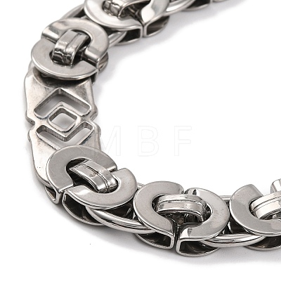 201 Stainless Steel Hollow Rectangle Byzantine Chain Necklace NJEW-F222-14P-1