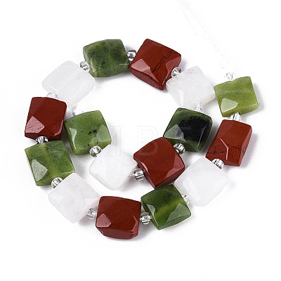 Natural Canada Jade & Red Jasper & Rainbow Moonstone Beads Strands G-T144-18A-01-1