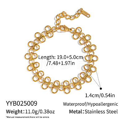 European Style 304 Stainless Steel Four-Leaf Clover Link Chain Bracelets for Women IC5351-2-1