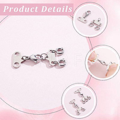 2Pcs 2 Styles Stainless Steel Necklace Layering Clasps FIND-BBC0005-10P-1