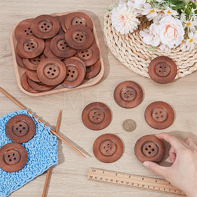 40Pcs 4-Hole Wood Buttons BUTT-UN0001-39-1